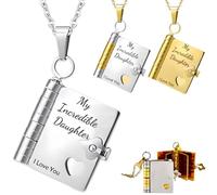 zyinoant Collar con texto en inglés "For Daughter-My Incredible Daughters", "To My Daughter from Mom and Dad", collar personalizado con libro de varias capas que se puede abrir, joyería con 6 páginas