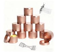 Zyiphor 12 Piezas Latas para Velas 120ml Recipientes para Velas Redondos de Aluminio Vasos para Velas con Tapas y 60 Mechas para Velas, Manualidades, Joyería, Fabricación de Velas