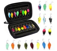 Zyiphor 16 Piezas Kit Cucharillas Pesca, Señuelos Pesca para Trucha, Lucio, Perca y Sanderos,Spinners y Cucharas Trotadoras de 2.5g, 3.5g, 5g con Ganchos- Incluye Caja Pesca