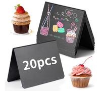 Zyiphor 20 Piezas Mini Letreros de Pizarra de Pie Mini Pizarras Negras Pizarra Pequeña de Mesa Cartel para Buffet (10x7.5 cm)