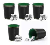 Zyiphor 5 Cubilete Dados Juego de Tazas de Dados de Cuero con 25 Dados Juego Dados con Cubilete Tazas Dados de Cuero PU Set Cubilete de Cuero para Juegos Dados