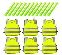Zyiphor 6 Piezas Chaleco Reflectante Niño Alta Visibilidad Chaleco Seguridad Niños con 6 Brazaletes Reflectantes para Niñas Niños 3-12 Años para Carrera, Ciclismo