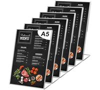 Zyiphor 6 Piezas Expositor Metacrilato Transparente A5 Soporte para Letreros de Acrílic A5 Forma de L Claro Acrílico Soporte para Carteles de Acrílico Inclinad (15x21m)