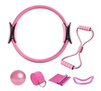 Zyiphor 6 Piezas Kit Pilates en Casa, Aro Pilates Mujer Cintas Elásticas Musculación Pilates Essential Kit para Ejercicios de Pilates, Yoga,Gimnasia (Rosa)