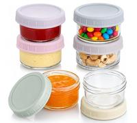 Zyiphor 6 Piezas Tupper Cristal Pequeño 80ml Recipientes Cristal Hermeticos Pequeños Tapers para Comida Hermetico, Recipientes para Alimentos Redondos con Tapa