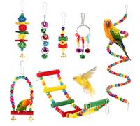 Zyiphor 7 Piezas Juguetes para Pájaros Juguetes Agapornis Juguetes de Loro Pájaro Juguetes para Loros Arcoiris Juguetes para Periquitos Pequeños y Medianos Loros de Aves