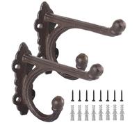 Zyiphor Juego de 2 Ganchos de Pared Retro Negro - Metal Vintage Perchas Pared con Tornillos, Colgadores Rústicos para Ropa, Toallas y Llaves en Dormitorio, Baño o Cocina.