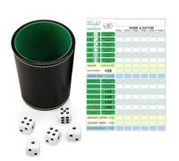 Zyiphor Juego de Dados, cubilete con 5 Dados con Bloque de Juego de Dados, cubilete de Dados de Cuero, 5 Dados con cubilete, Bloques de Juego para Juegos de Dados para niños Adultos Juego Familiar