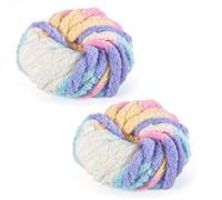 Zyiphor Lana gruesa 500 g (250 g x 2) Lana chunky de chenilla, hilo chunky de colores para mantas, bufandas, gorros y cojines decorativos (Marshmallow)