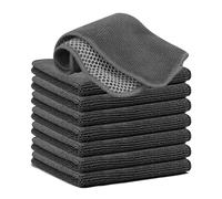 Zyiphor Paquete de 8 Toallas de Cocina, Paños de Microfibra de 30 cm X 30 cm, Paños de Cocina Lavables con Lado Abrasivo, Reutilizables, para Baño,Cocina (Gris)