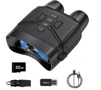 ZYJDGNNY 5K 60MP HD Digital Infrarrojo Visión Nocturna Prismáticos 400m Alcance 4000mAh Recargables Visión Nocturna Zoom Digital 5X Visión Nocturna para Observación de Aves Camping Caza 32GB