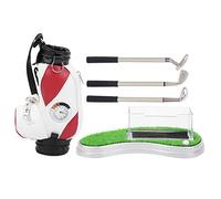 ZyjGaliliad Porte-stylos pour Sac de Golf Avec horloge et étui à Cartes, décoration de Bureau de Mini-Golf pour Les Fans de Golf, comprend 3 stylos de Golf et UNE Base en Gazon Avec fente