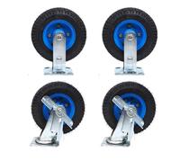 ZYJIX 6 Pulgadas Rubber Swivel Castors Set of 4, Heavy Duty Inflatable Caster Wheels con Placa de Freno para Muebles, Carrito, Workbench, Tranquilo Solución de Movilidad de Absorción de choques
