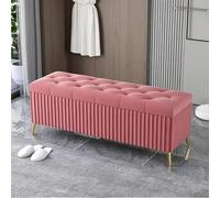ZYJIX Banco otomano largo de terciopelo con tela de terciopelo, reposapiés tapizado para entrada, banco de almacenamiento con patas de metal dorado