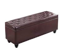 ZYJIX Banco otomano plegable de almacenamiento con tapa con bisagras, taburete rectangular tapizado de poliuretano para dormitorio, sala de estar y balcón
