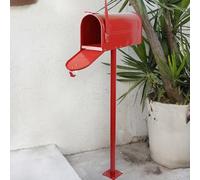 ZYJIX Buzón Alto De Estilo Americano para Exteriores con Soporte para Suelo, Caja De Almacenamiento De Cartas Resistente A La Intemperie para Casa Adosada/jardín, Buzón De Correo(Color:Rojo)