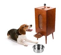 ZYJIX Comedero elevado para mascotas, 10 L, gran capacidad, cubo de almacenamiento de alimentos para perros, mesa de comedor de madera con cuenco de acero inoxidable para perros, gatos, gatitos