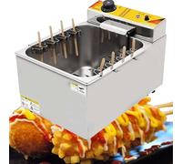 ZYJIX Commercial Corn Dog Fryer 12L Electric Deep Fryer Stainless Steel Adjustable Temp Quick Cook for Hot Dogs Fries Party Restaurant