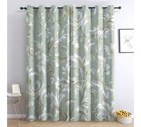 ZYJIX Cortinas opacas, cortinas con ojales con aislamiento térmico, patrón floral vintage para dormitorio y sala de estar, caída de 90 pulgadas, 2 paneles de tratamiento para ventanas
