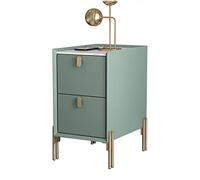 ZYJIX Mesa auxiliar estrecha de mediados de siglo con 2 cajones de almacenamiento, mesita de noche minimalista de piedra sinterizada para espacios pequeños