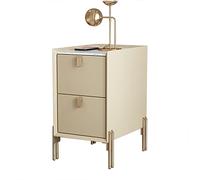 ZYJIX Mesa auxiliar estrecha de mediados de siglo con 2 cajones de almacenamiento, mesita de noche minimalista de piedra sinterizada para espacios pequeños