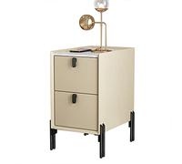 ZYJIX Mesa auxiliar estrecha de mediados de siglo con 2 cajones de almacenamiento, mesita de noche minimalista de piedra sinterizada para espacios pequeños