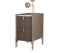 ZYJIX Mesa auxiliar estrecha de mediados de siglo con 2 cajones de almacenamiento, mesita de noche minimalista de piedra sinterizada para espacios pequeños