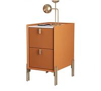 ZYJIX Mesa auxiliar estrecha de mediados de siglo con 2 cajones de almacenamiento, mesita de noche minimalista de piedra sinterizada para espacios pequeños