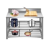 ZYJIX Mesa de acero inoxidable, mesa de trabajo comercial de acero inoxidable, mesa de trabajo de preparación de alimentos, mesa de preparación de acero inoxidable, mesa de trabajo resistente para uso
