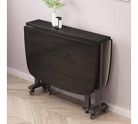 ZYJIX Mesa de comedor plegable, mesa de cocina extensible de madera con ruedas universales, diseño de hojas colgantes que ahorra espacio, borde redondo