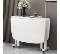 ZYJIX Mesa De Comedor Rectangular Extensible De Hoja Abatible para Espacios Pequeños con Ruedas Móviles Y Diseño Plegable De Cocina De Madera(Size:100 * 60cm,Color:Blanco)