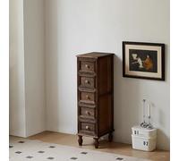 ZYJIX Mesa plegable con cajones de almacenamiento, armario vertical alto y delgado, torre de piso de gran capacidad con 4 pies de madera maciza, organizador de 6 niveles para el hogar y la oficina