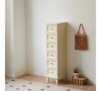 ZYJIX Mesa plegable con cajones de almacenamiento, armario vertical alto y delgado, torre de piso de gran capacidad con 4 pies de madera maciza, organizador de 6 niveles para el hogar y la oficina