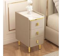 ZYJIX Mesita De Noche con 3 Cajones Y Tapa De Mármol Sintético - Mesita De Noche Que Ahorra Espacio para Dormitorio | Mesa Auxiliar Ensamblada para Almacenamiento Y Estilo(Size:30cm,Color:Khaki)