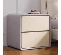 ZYJIX Mesita de noche con acabado de cuero con 2 cajones, mesa auxiliar de madera para dormitorio, mesita de noche de gran capacidad, no requiere montaje