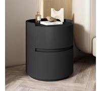 ZYJIX Mesita de noche, mesa redonda de sofá con cajón, marco de madera maciza de cuero suave para sala de estar, dormitorio, mesa auxiliar de sofá, mesita de noche