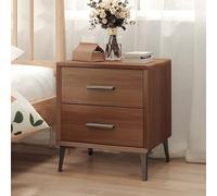 ZYJIX Mesita de noche, mesita de noche con 2 cajones y patas de armario de metal, mesa auxiliar rústica, mesa auxiliar grande con almacenamiento para sala de estar