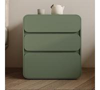 ZYJIX Mesita de noche moderna de madera maciza para dormitorio, de piel, con 3 cajones, color crema, elegante, mesita de noche, armario de almacenamiento, no requiere montaje