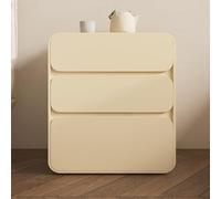 ZYJIX Mesita de noche moderna de madera maciza para dormitorio, de piel, con 3 cajones, color crema, elegante, mesita de noche, armario de almacenamiento, no requiere montaje