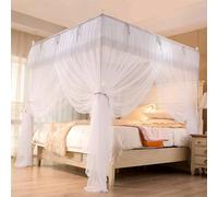 ZYJIX Mosquitera Decorativa De 4 Postes Esquineros para Niñas, Adultos, Adolescentes, Niños Pequeños, Cama De Cuna para Niñas; Cortina con Dosel para Cama para Dormi(Size:Reina,Color:Blanco)