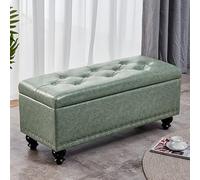 ZYJIX Reposapiés con gran espacio de almacenamiento, asiento acolchado y piel sintética, ideal para pasillo o dormitorio, baúl de almacenamiento versátil