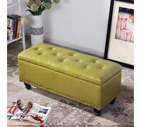 ZYJIX Reposapiés con gran espacio de almacenamiento, asiento acolchado y piel sintética, ideal para pasillo o dormitorio, baúl de almacenamiento versátil