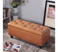 ZYJIX Reposapiés con gran espacio de almacenamiento, asiento acolchado y piel sintética, ideal para pasillo o dormitorio, baúl de almacenamiento versátil