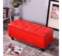 ZYJIX Reposapiés con gran espacio de almacenamiento, asiento acolchado y piel sintética, ideal para pasillo o dormitorio, baúl de almacenamiento versátil