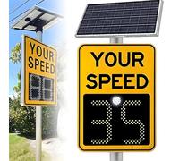 ZYJIX Señal de límite de velocidad de radar con pantalla LED, tablero de advertencia de retroalimentación de tráfico alimentado por energía solar, tamaño de 20 x 27 pulgadas/24 x 35 pulgadas