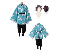 ZYJKGL Cosplay Uniforma Anime Demon Slayer Kamado Tanjirou Cosplay Costume Set Completo con Parrucca - Festa di Halloween e Convenzioni Anime Set Completo Outfit per Uomini Adulti