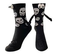 ZYKEJJDDAK 1 par de calcetines con la mano para parejas, calcetines divertidos para Halloween, esqueleto para mujeres y hombres tomados de la mano, a, Talla única