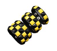 ZYKEJJDDAK 3 pulseras ligeras de cuero punk con diseño cuadrado oscuro, apilables, para eventos musicales, unisex, accesorio de moda, remaches de cuero, talla única, como se describe