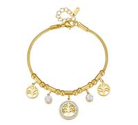 ZYKEJJDDAK Acero ajustable con circonitas cúbicas, diseños de árboles de la vida para ella, joyería simbólica de acero elegante para el día a día