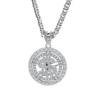 ZYKEJJDDAK Cadena chapada en oro y plata para hombres y mujeres con colgante de signo de dólar, collar de hip hop, 14cm x 5cm x 1cm, Metal, No es una piedra preciosa